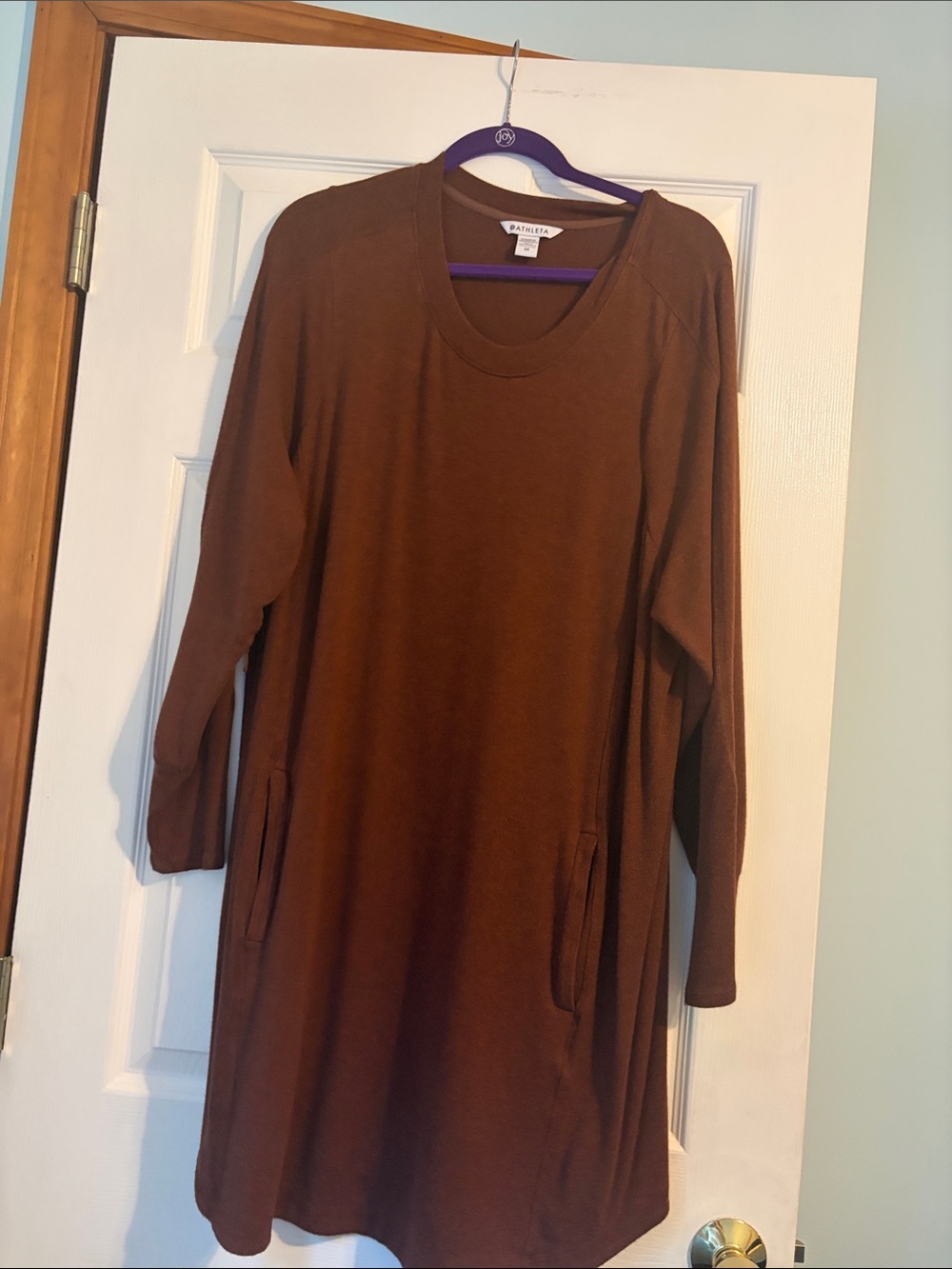 Athleta Brown Balance Long-Sleeve Pocket Tunic Dress